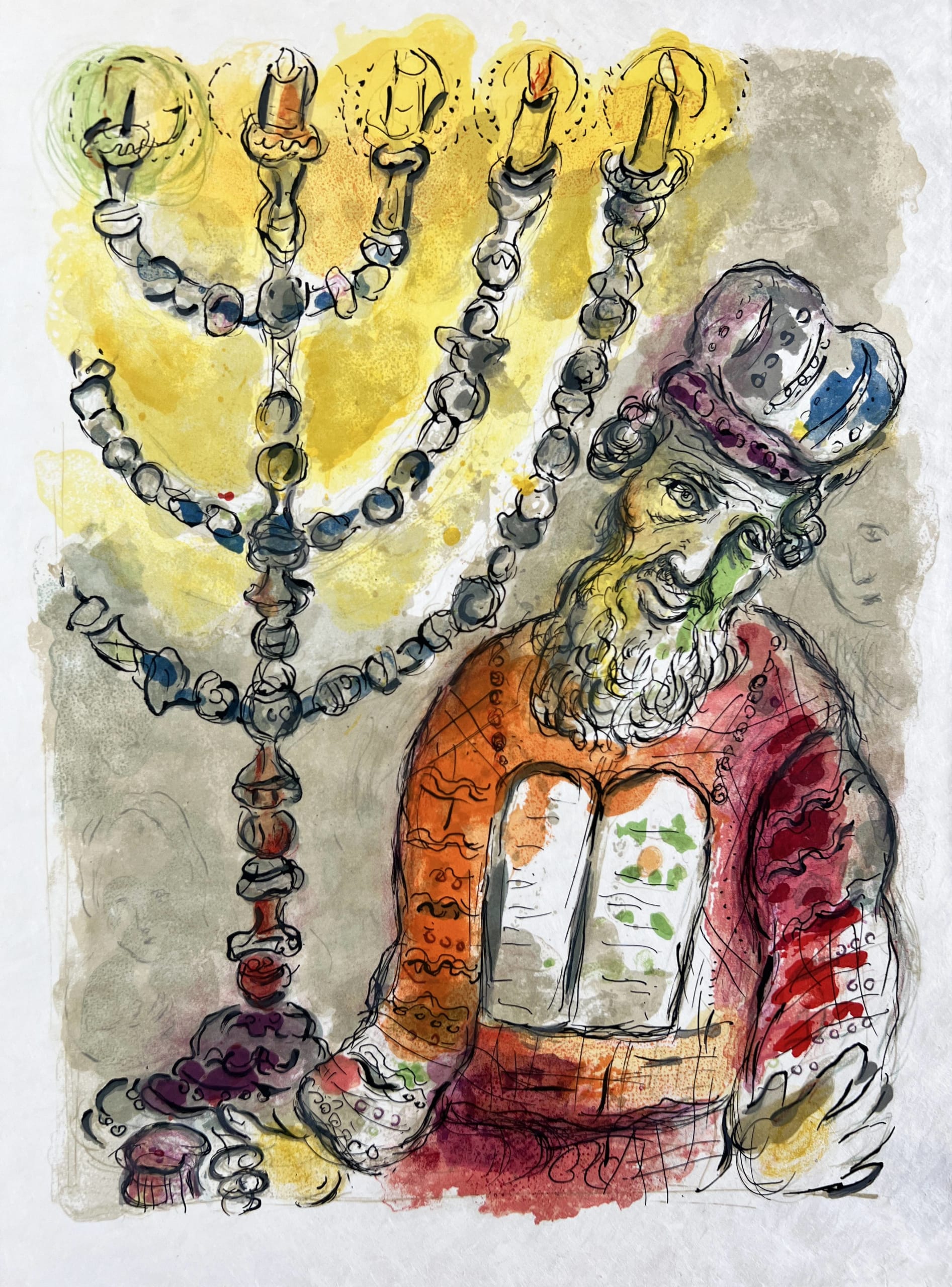 Marc Chagall - Thou shalt also anoint Aaron and his sonnes, and shalt consecrate them, that they may minister unto me in the Priests offices, 1966 - Image 2