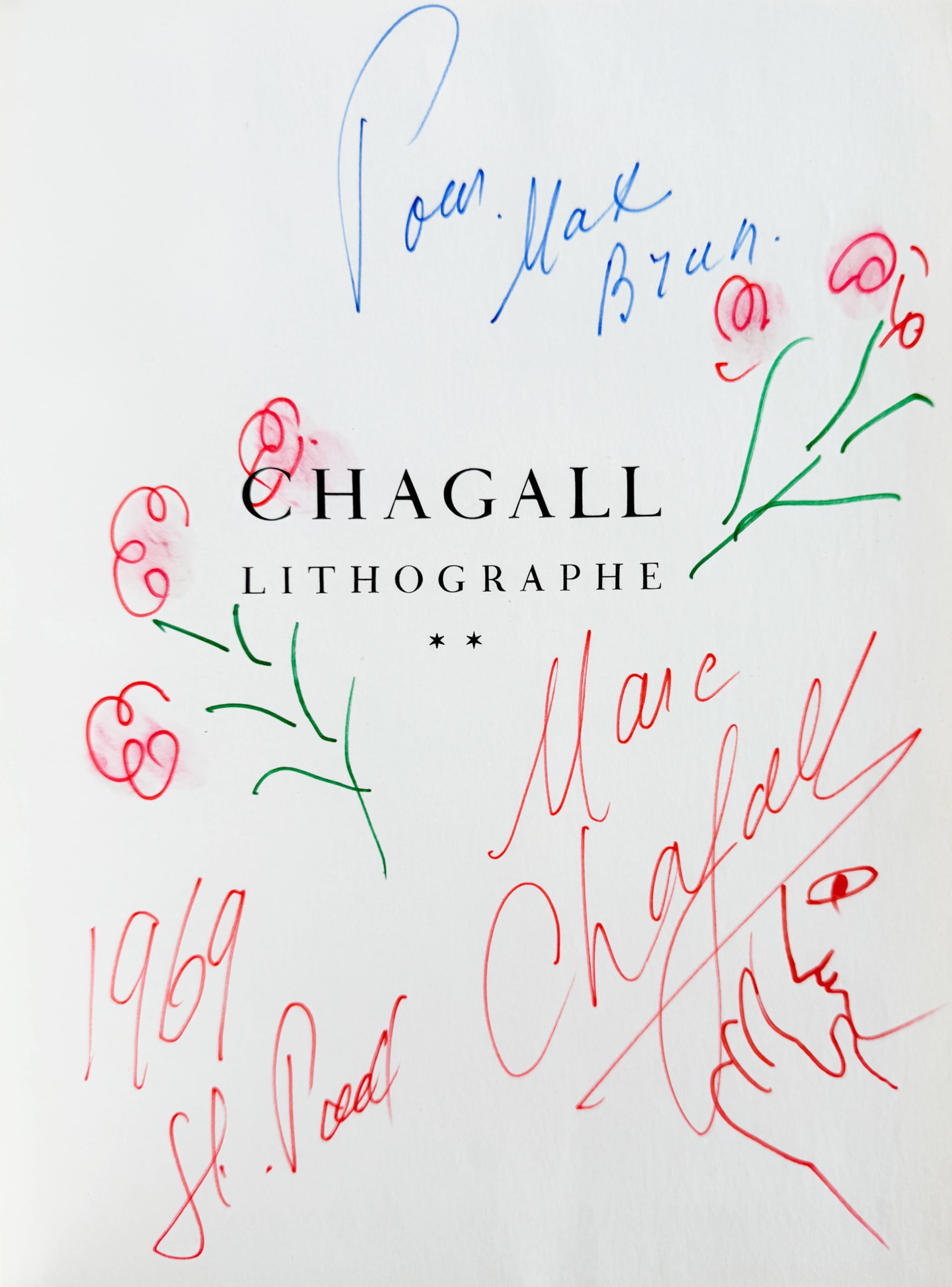 Marc Chagall - Drawing with Flowers, 1969