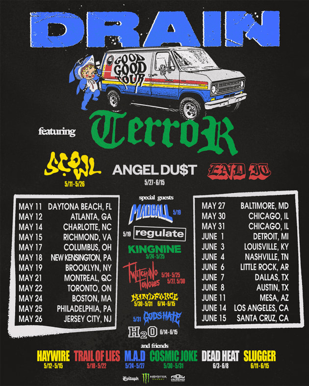 DRAIN Announce The Good Good Tour Featuring Terror, Angel Du$t, Scowl & More