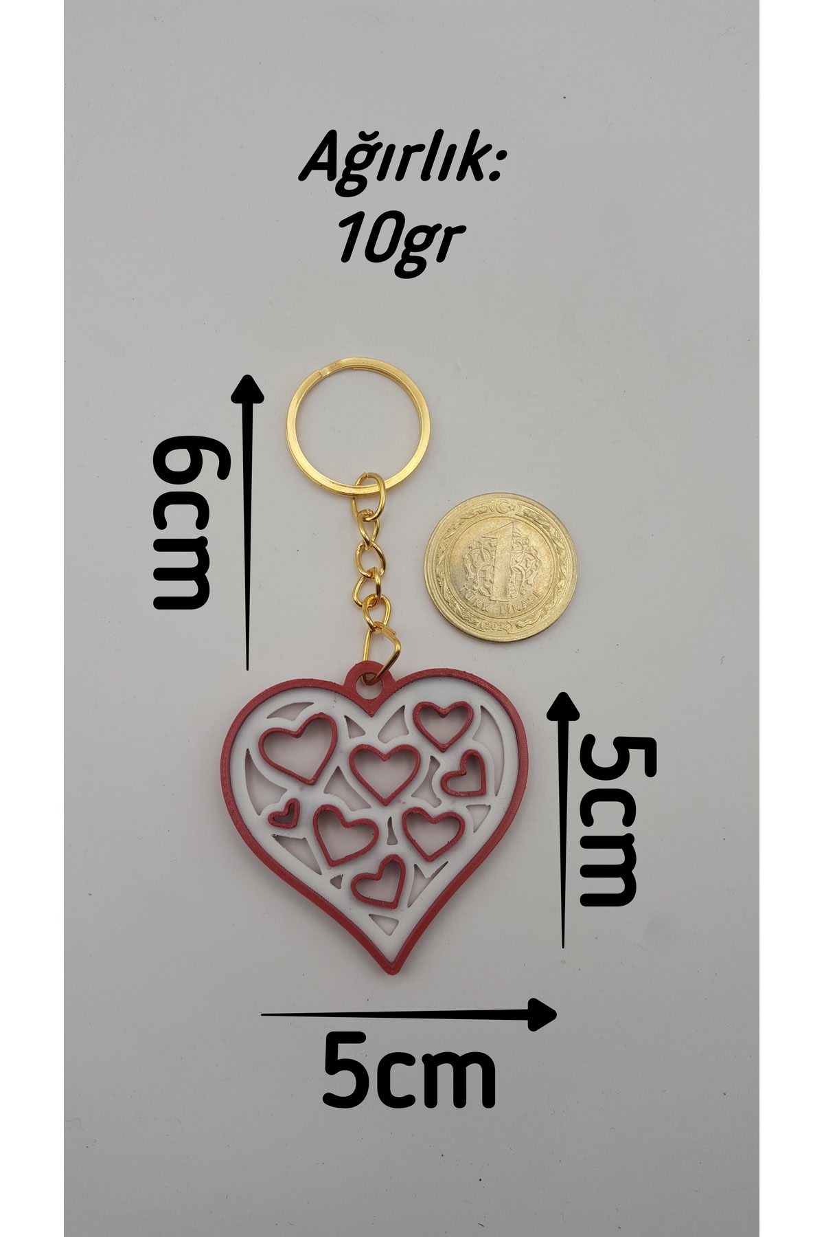 Sevgililere Özel Tasarım İç İçe Kalpli Anahtarlık ürün görseli 7
