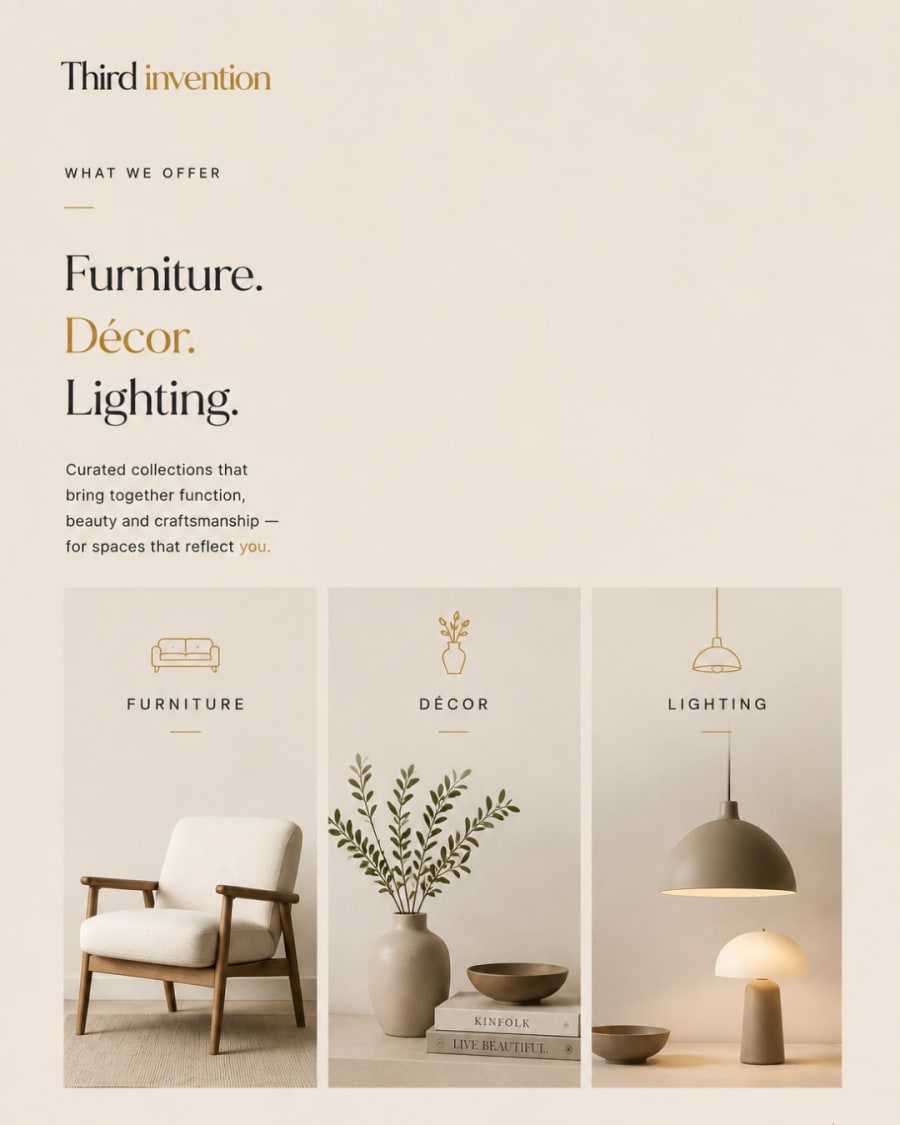 Third Invention — furniture, décor and lighting
