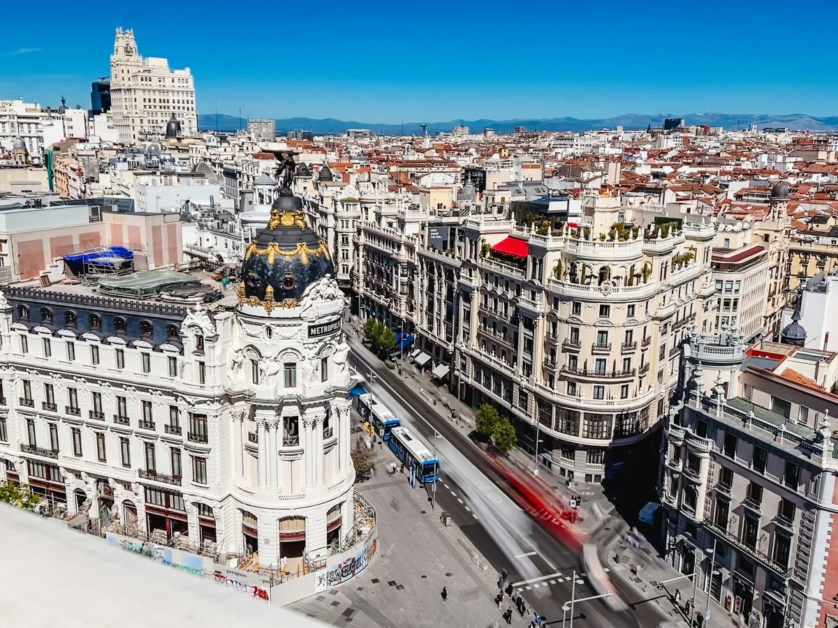 Vista aérea de Gran Vía, Madrid