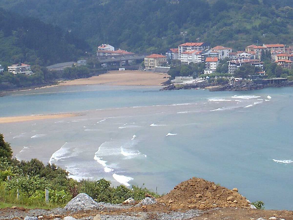 Series de olas rompiendo sobre el banco de arena de la desembocadura de Mundaka