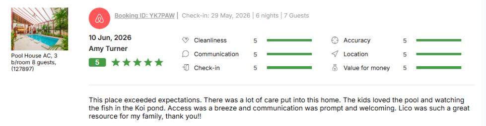 Airbnb Guest Review for Uva Blue Villas