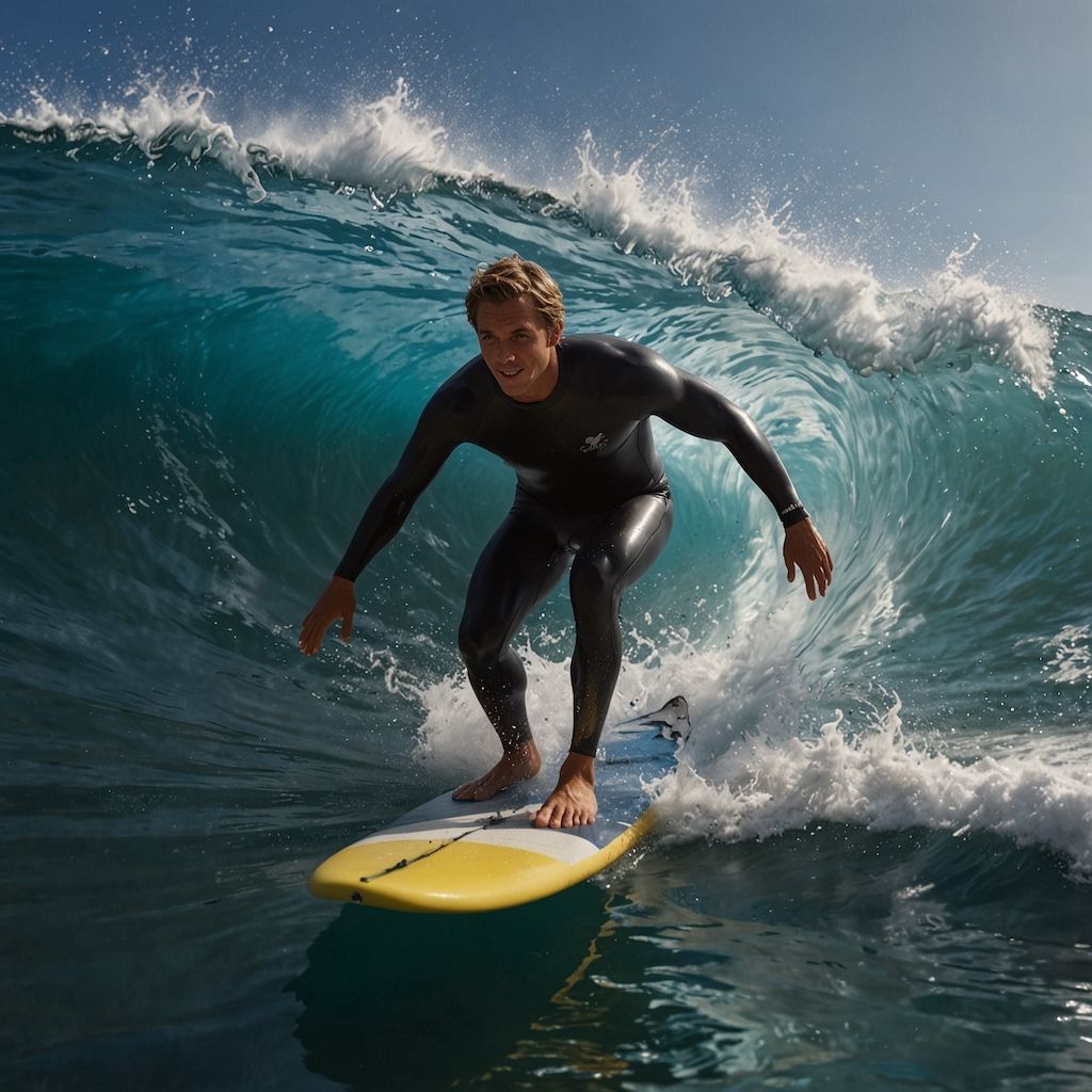 Surfer reitet eine große Welle – Spannung und Abenteuer auf dem Wasser. 
