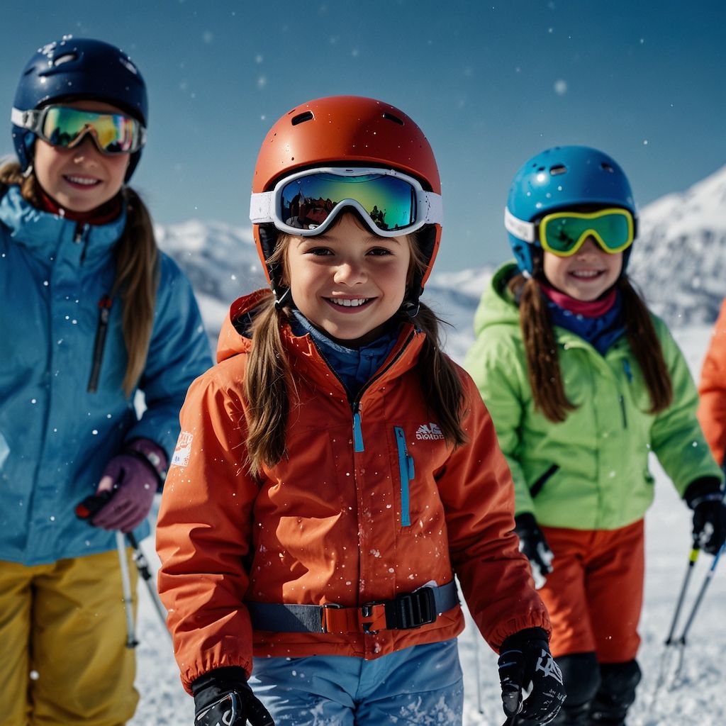 Kinder in einem Skikurs lernen spielerisch das Skifahren