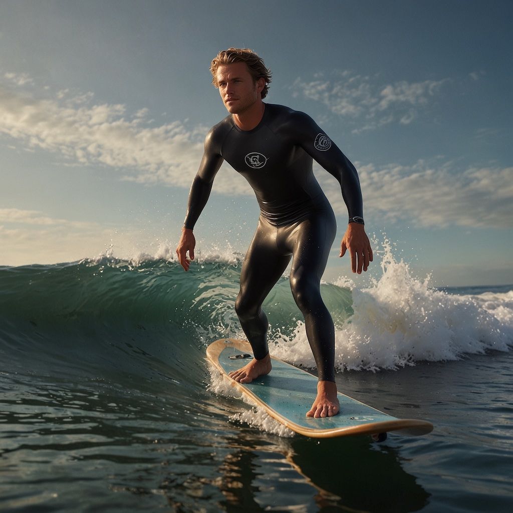 Surfer gleitet elegant auf einem Longboard