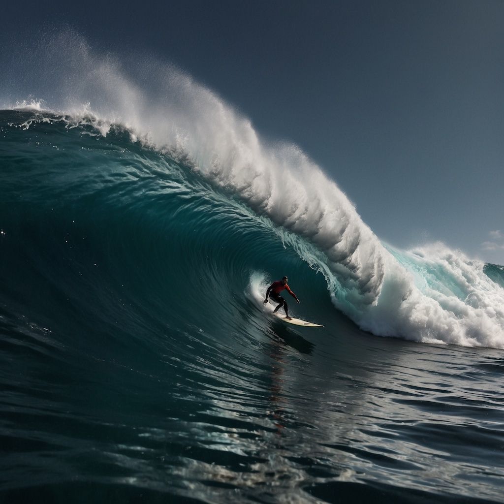 Surfer bezwingt riesige Welle beim Big Wave Surfing