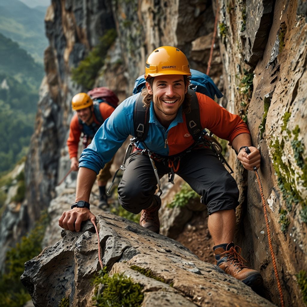 group enjoying climbing with joy and engagement