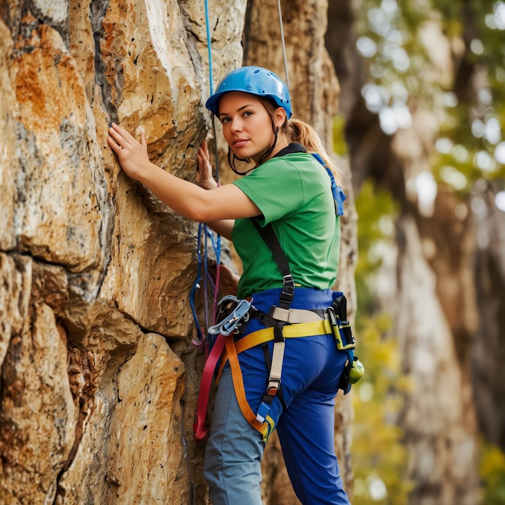 People engaging in climbing courses with focus and excitement intermediate