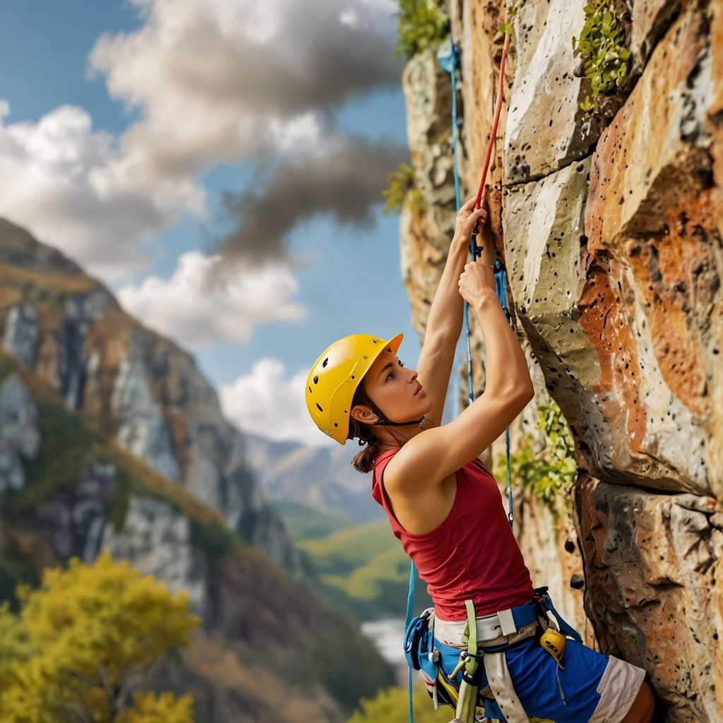 People engaging in sport climbing with focus and excitement