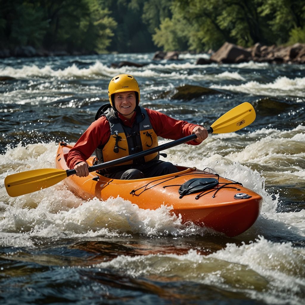 Whitewater kayaking with thrill and determination