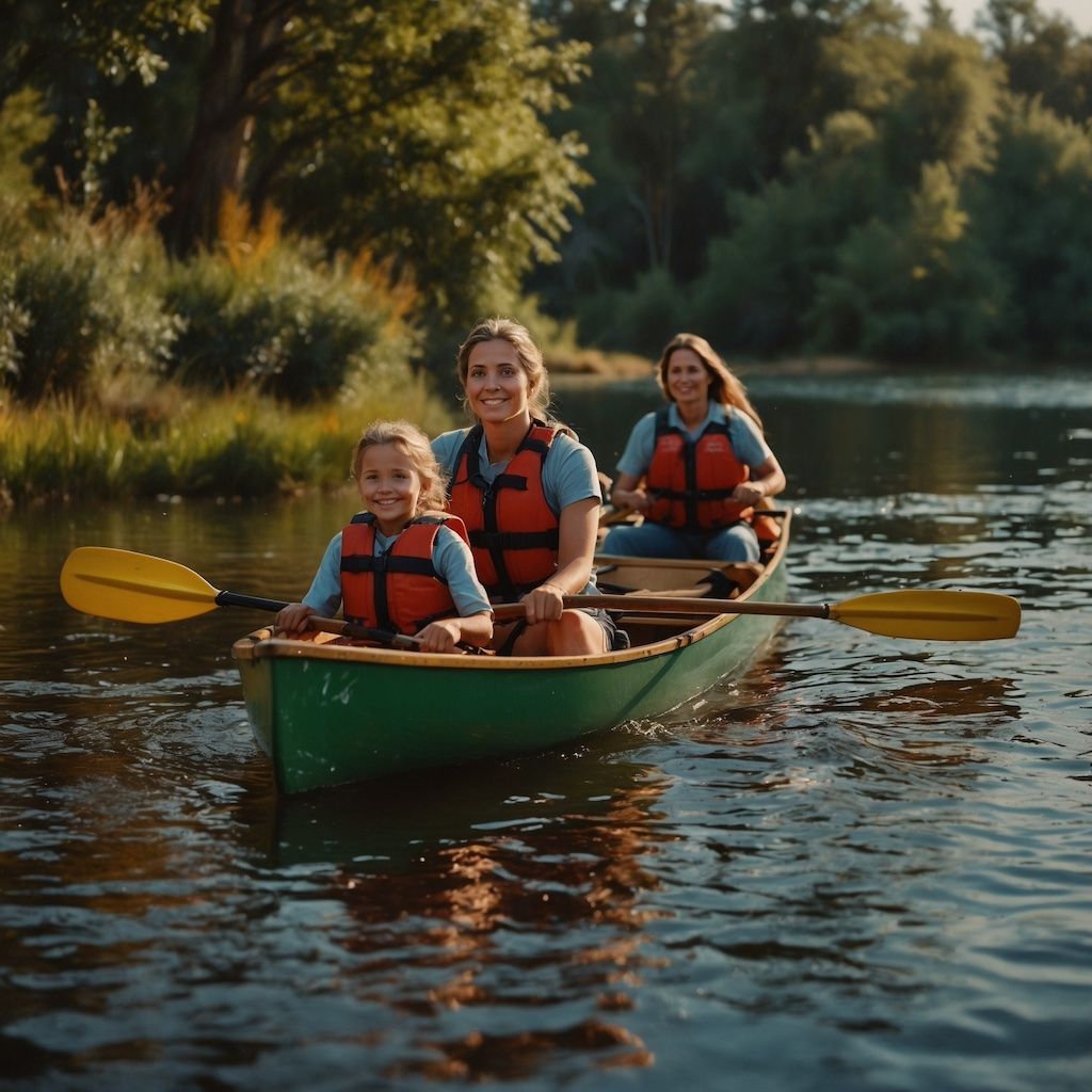 Recreational canoeing with joy and togetherness