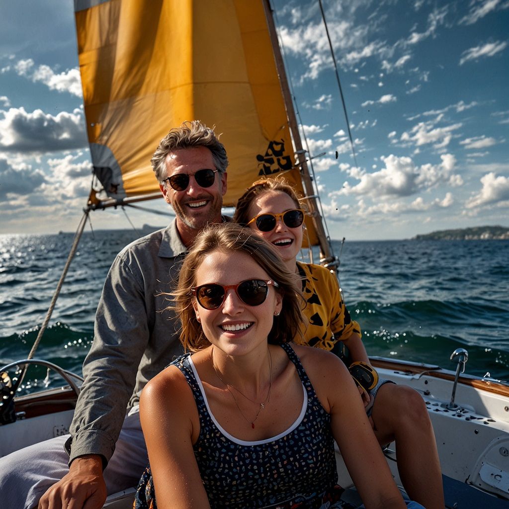 Families enjoying sailing with joy and engagement