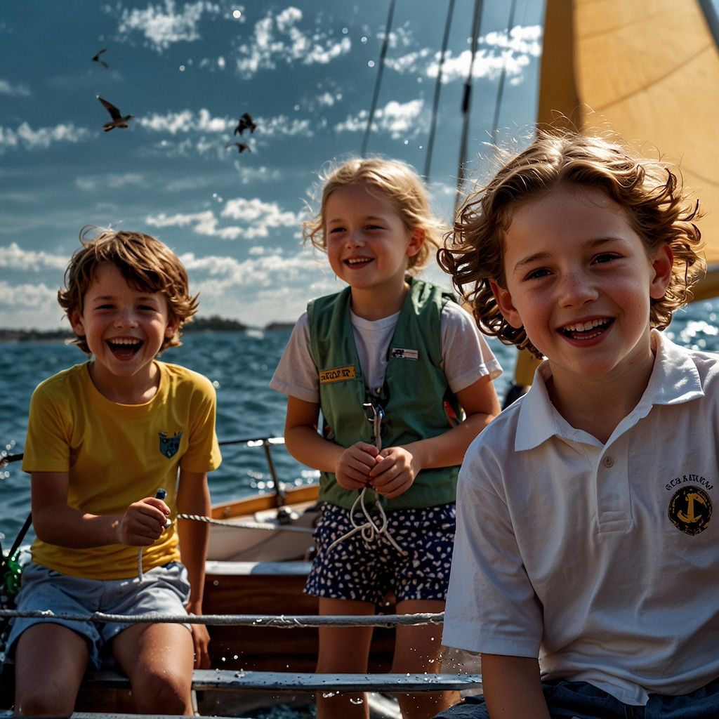 Children enjoying sailing with joy and engagement