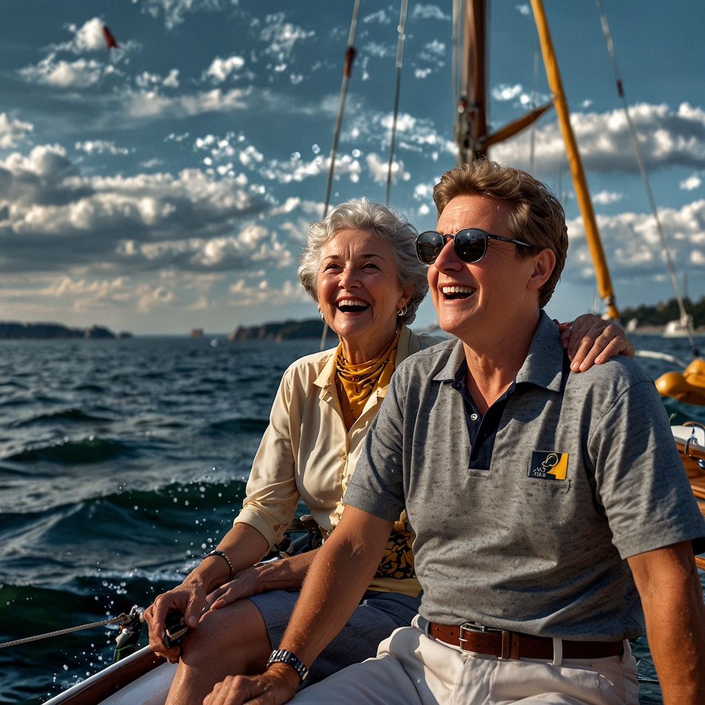 Seniors enjoying sailing with joy and engagement