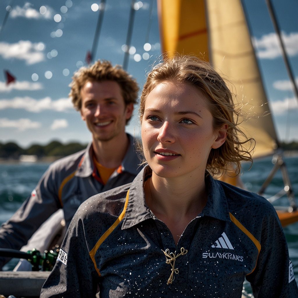 Beginners in a sailing course with focus and learning