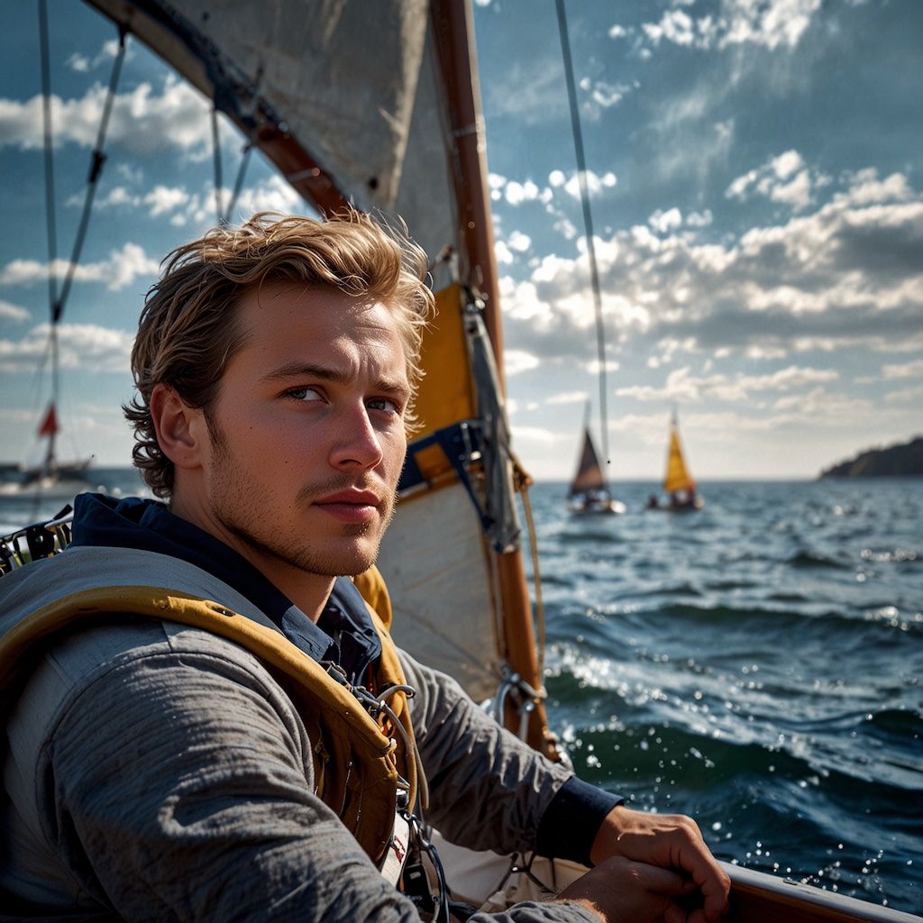 Solo adventurers enjoying sailing with joy and engagement