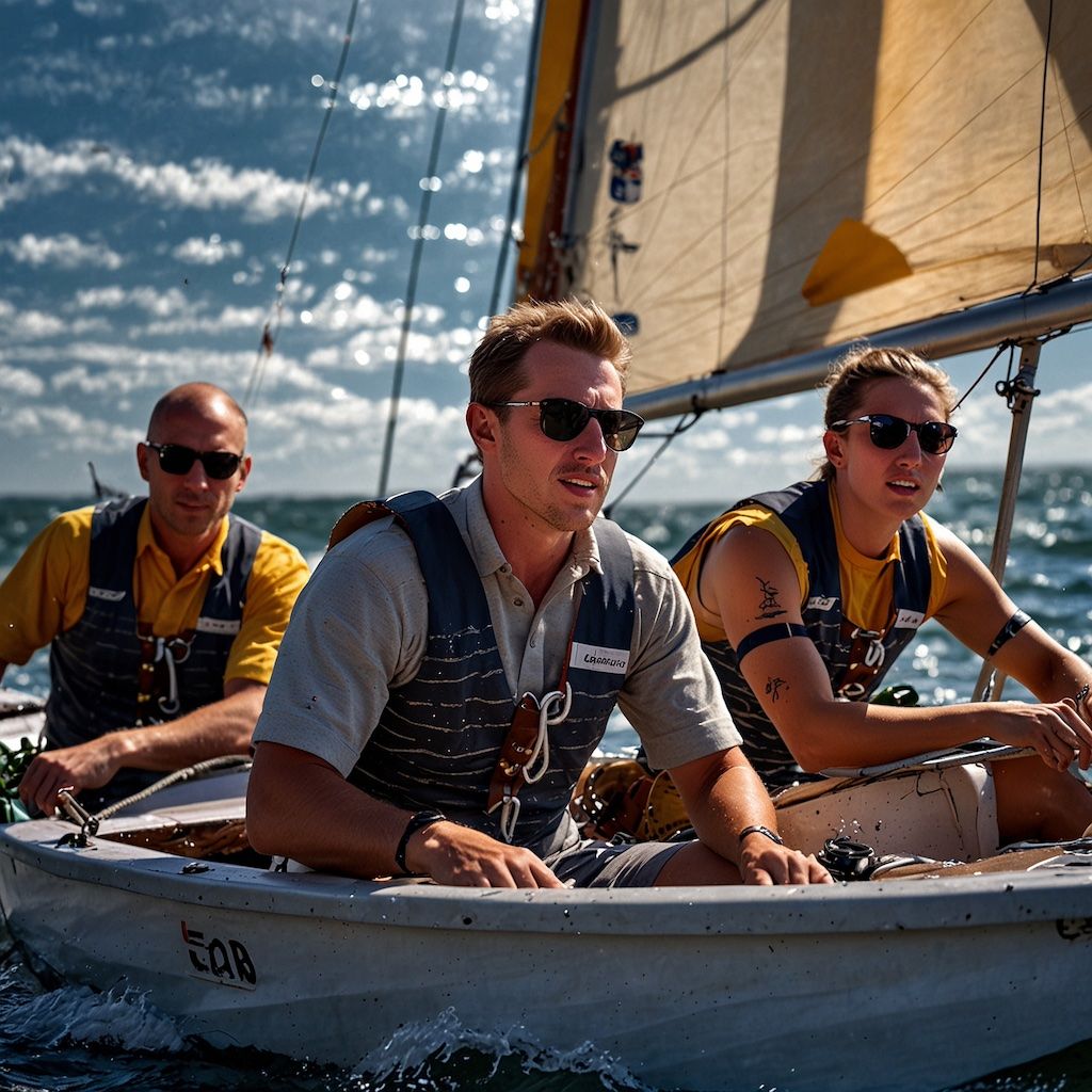 Advanced sailors in a sailing course with determination and skill