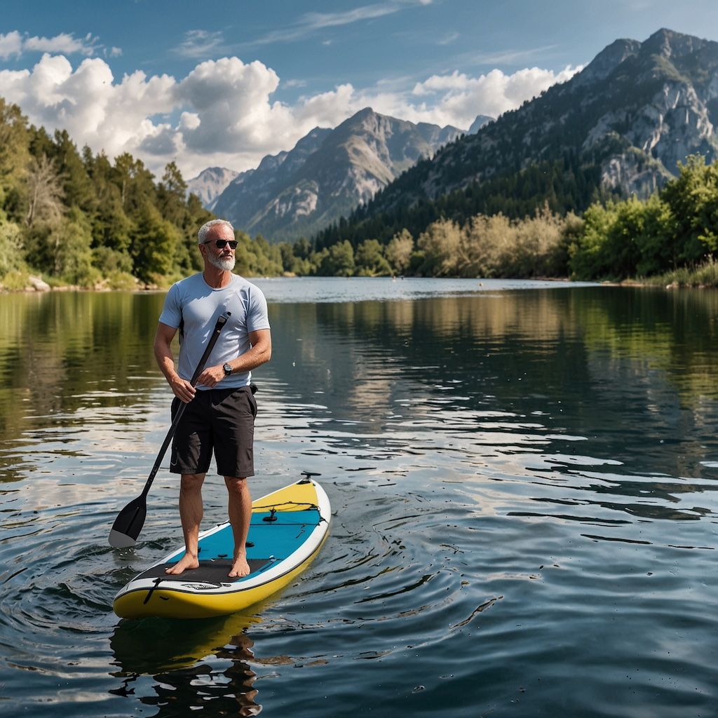 Solo adventurer enjoying Stand Up Paddling with contentment