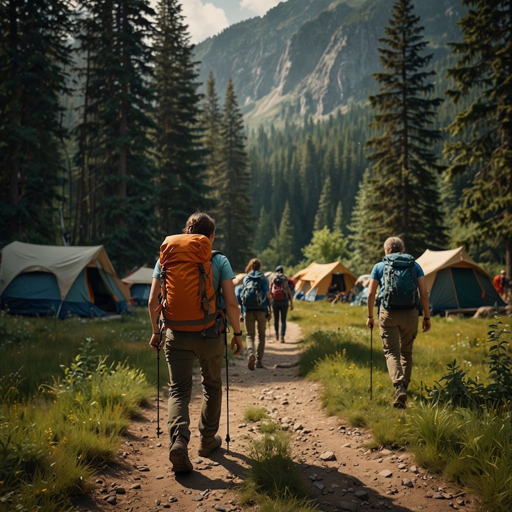 Hiking camp with camaraderie and excitement