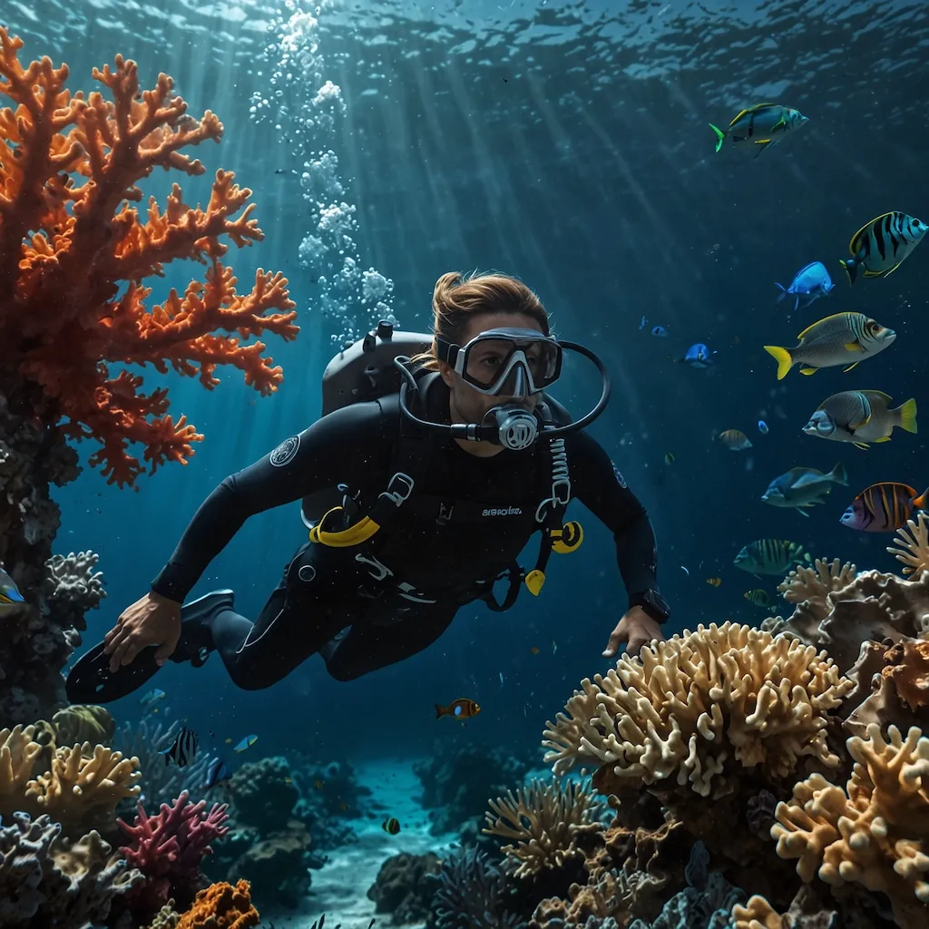 People enjoying scuba diving with excitement and curiosity