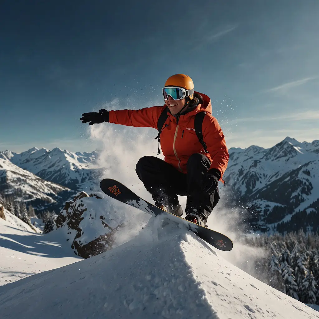 People alpine snowboarding with determination and excitement