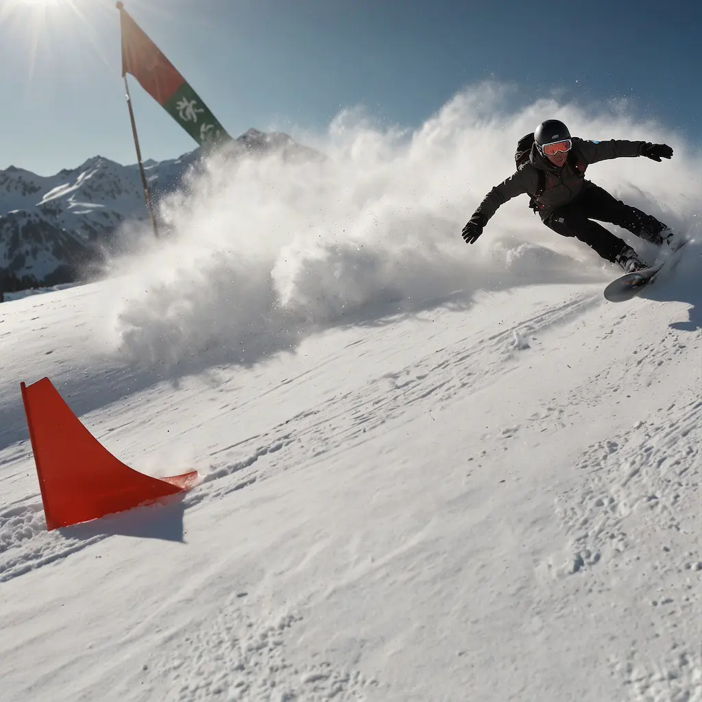 People boardercross snowboarding with determination and excitement