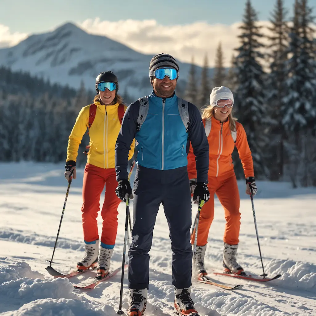 Advanced cross-country skiers in a course, focused and excited