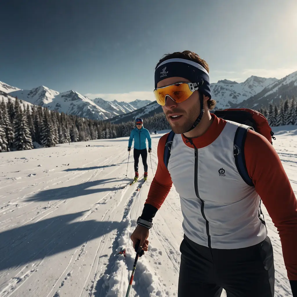 People participating in a cross-country skiing marathon with determination and endurance