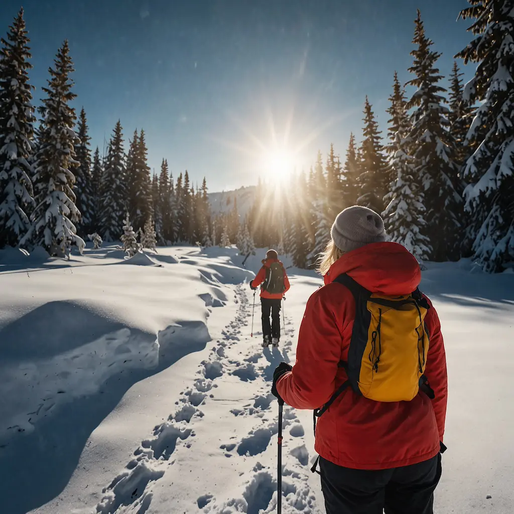 Guided snowshoeing tour through breathtaking winter landscapes