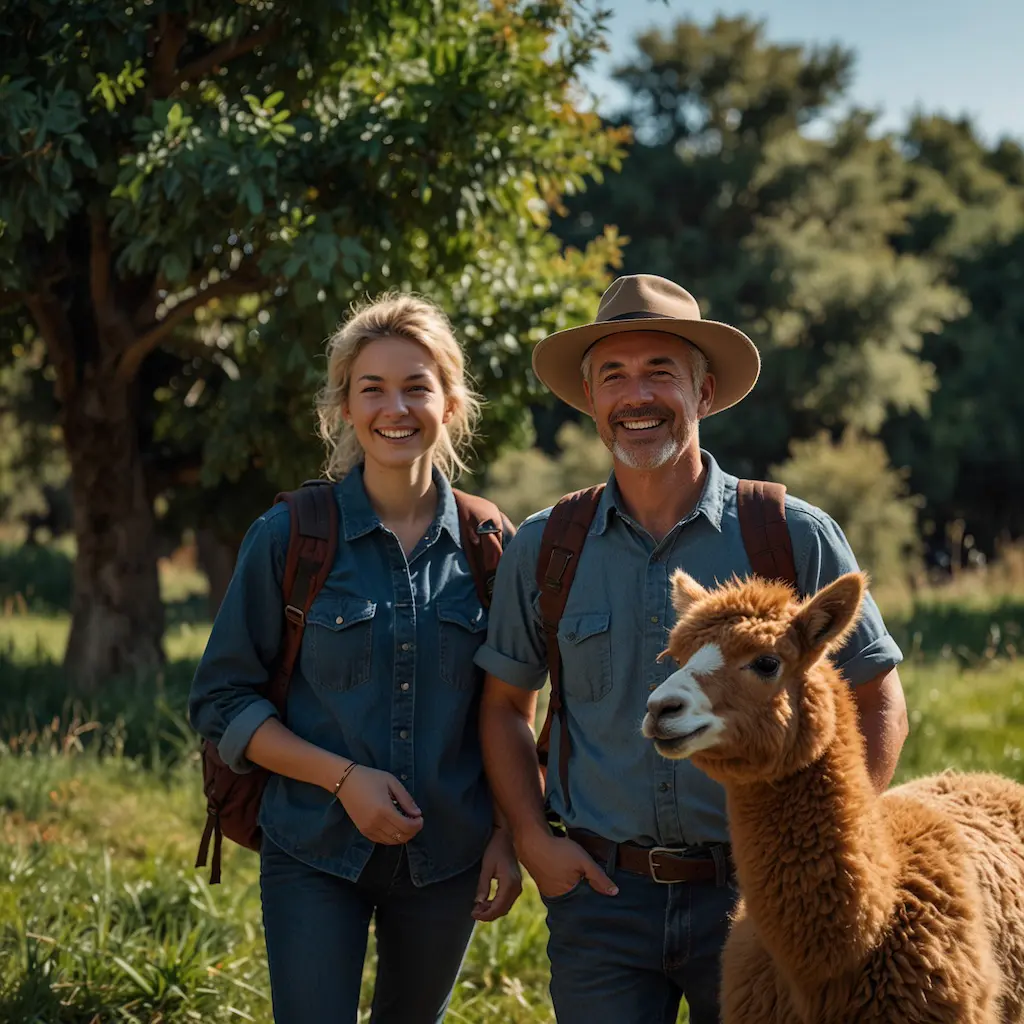 People on photo walks with alpacas, capturing focus and joy