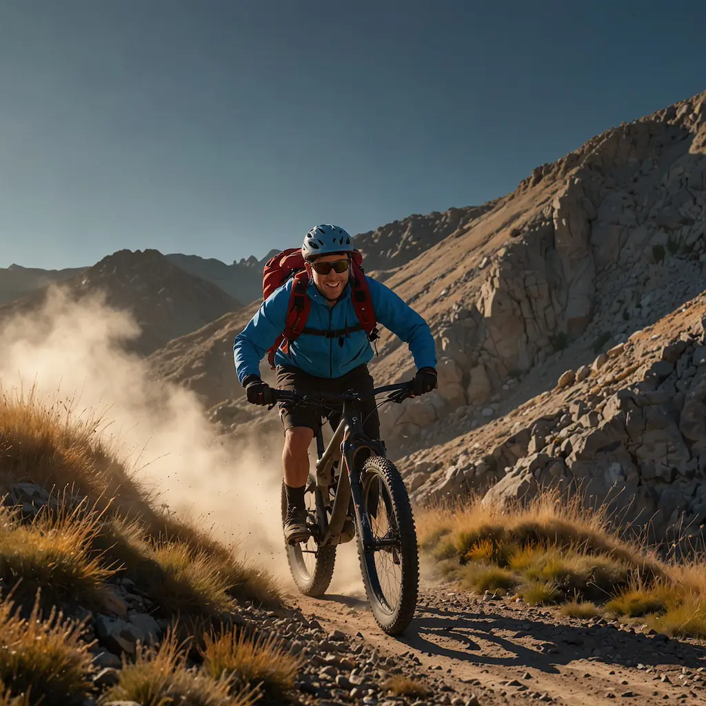 People engaging in expedition e-biking with focus and excitement