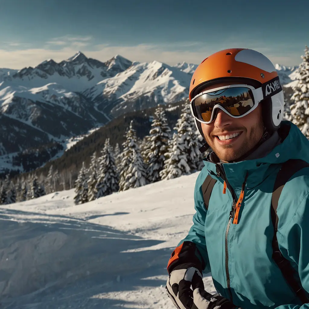 Advanced skiers in a course, focused and excited