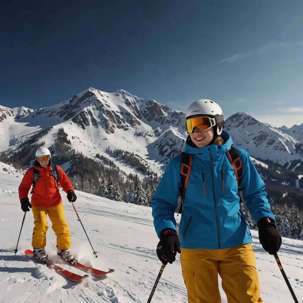 Private skiing lesson with a guide, learning with concentration