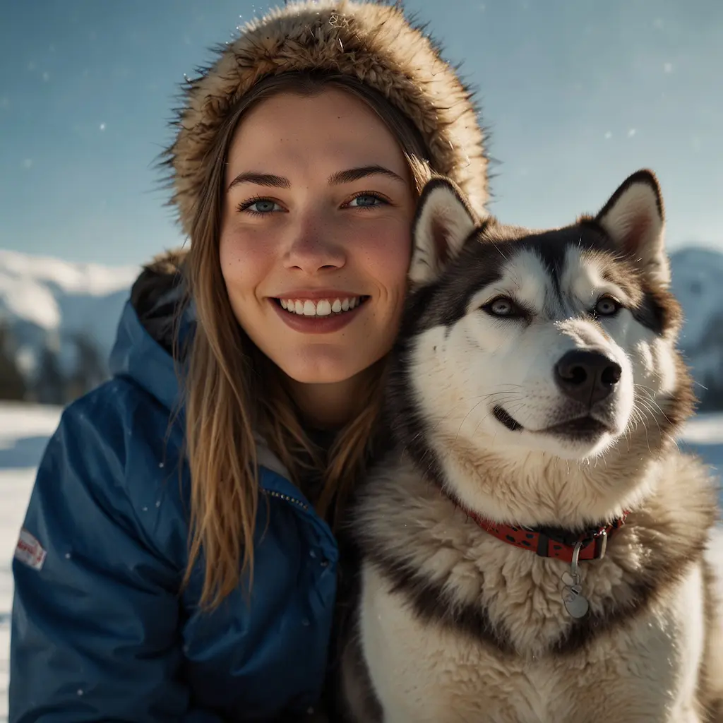 Solo adventurer enjoying Husky sports with joy and focus