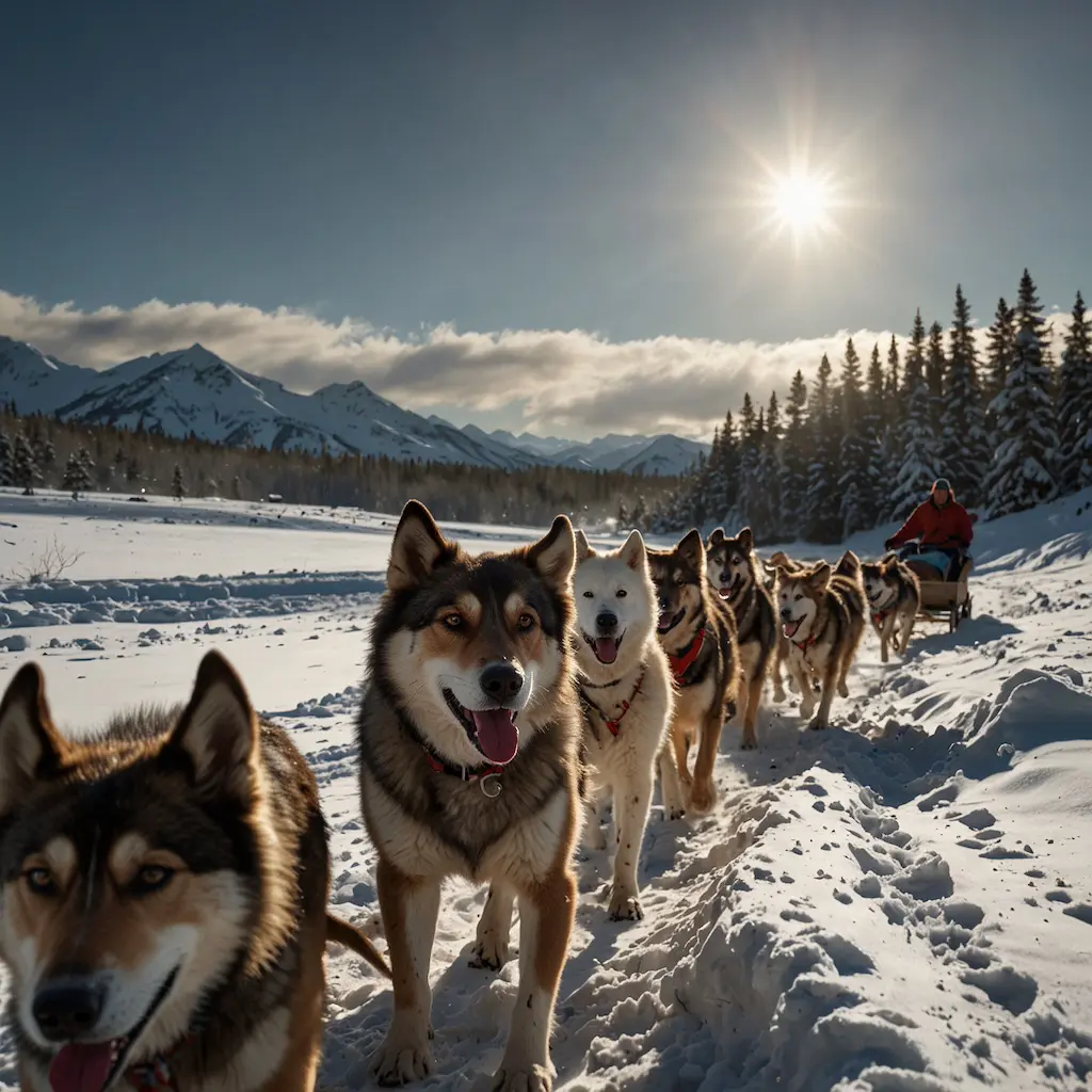 People enjoying dog sledding with joy and excitement,