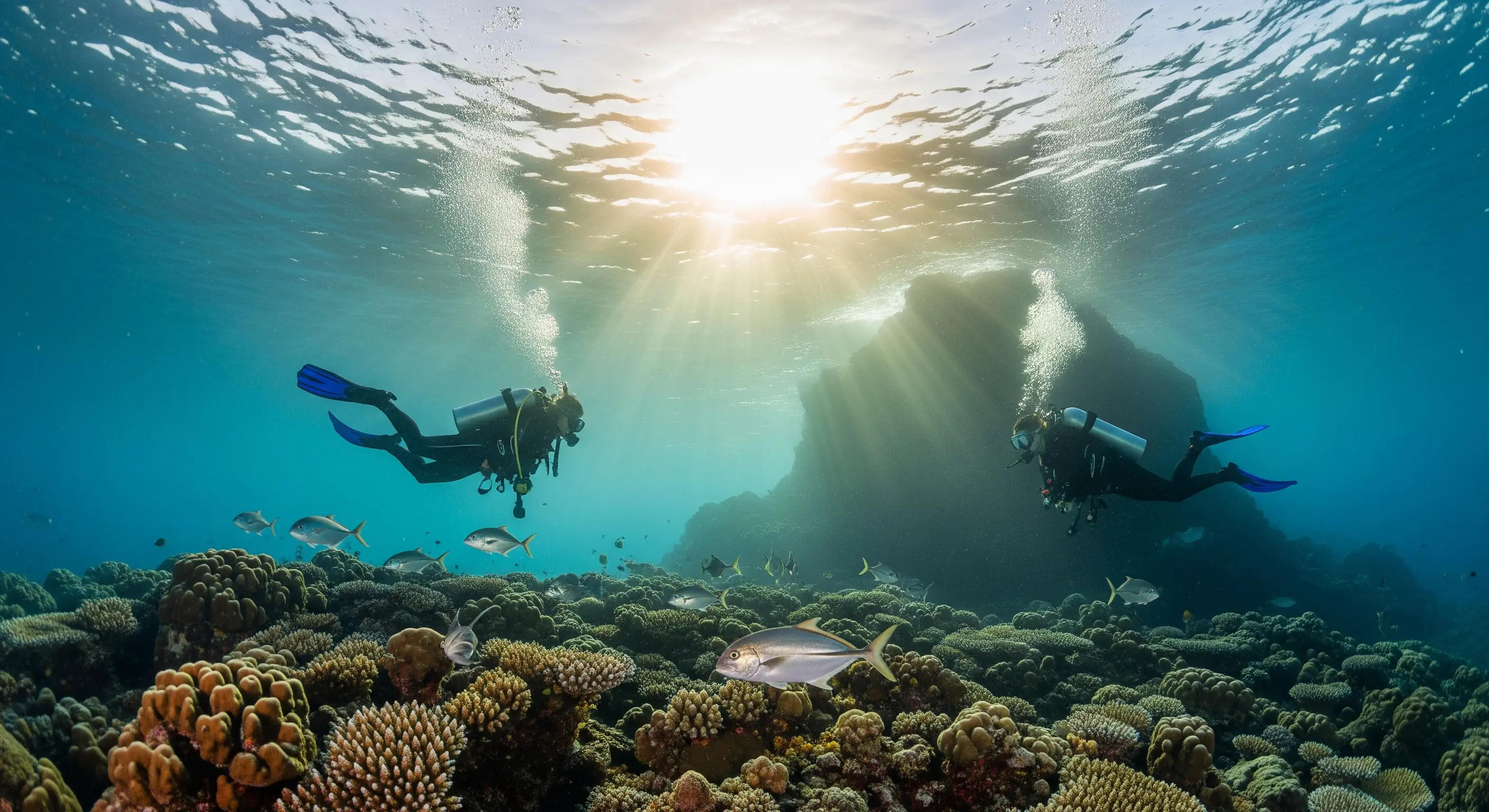 Scuba diver exploring volcanic reef near Madeira — Scuba Diving in Madeira / Tauchen auf Madeira am vulkanischen Riff