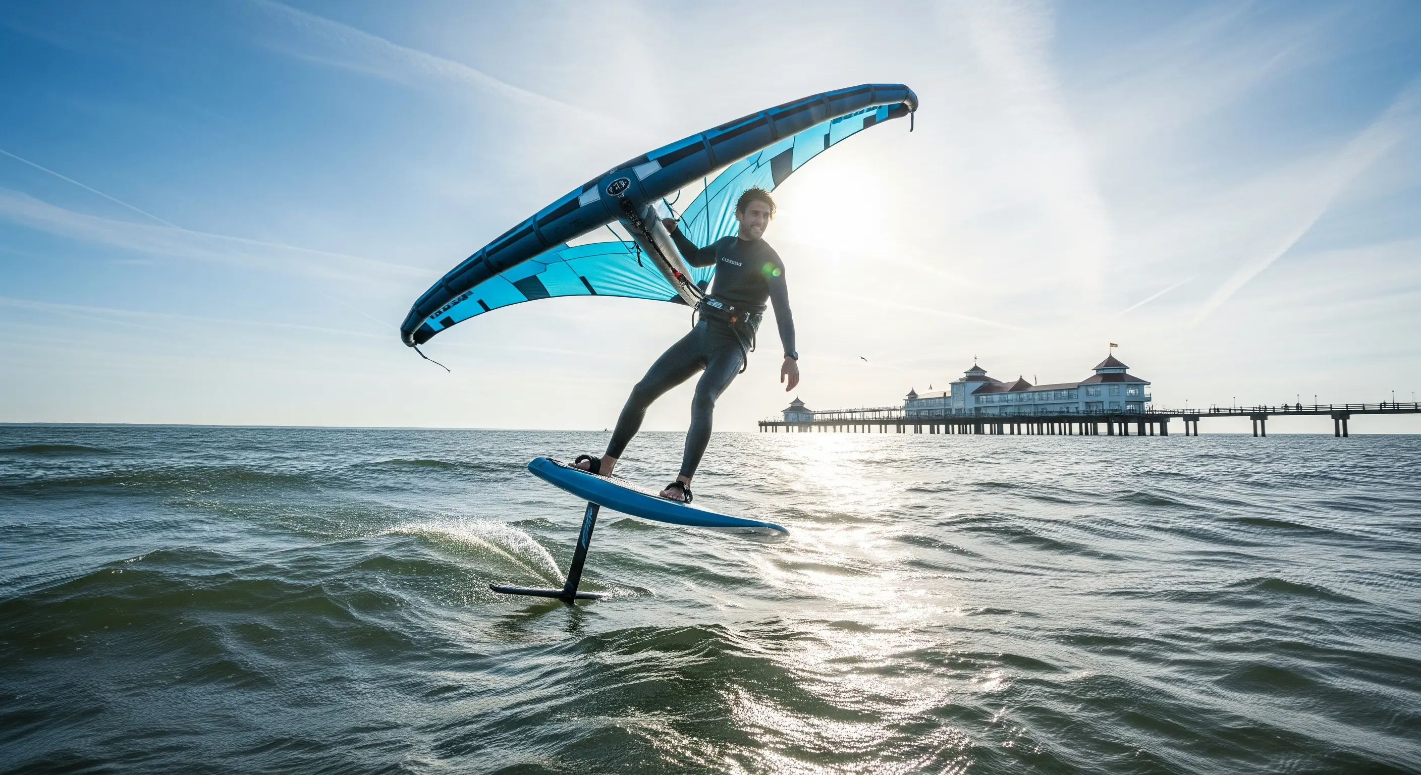 Wingfoiling an der Seebrücke Zingst - Wingfoiling in Zingst / Wingfoiling an der Ostsee
