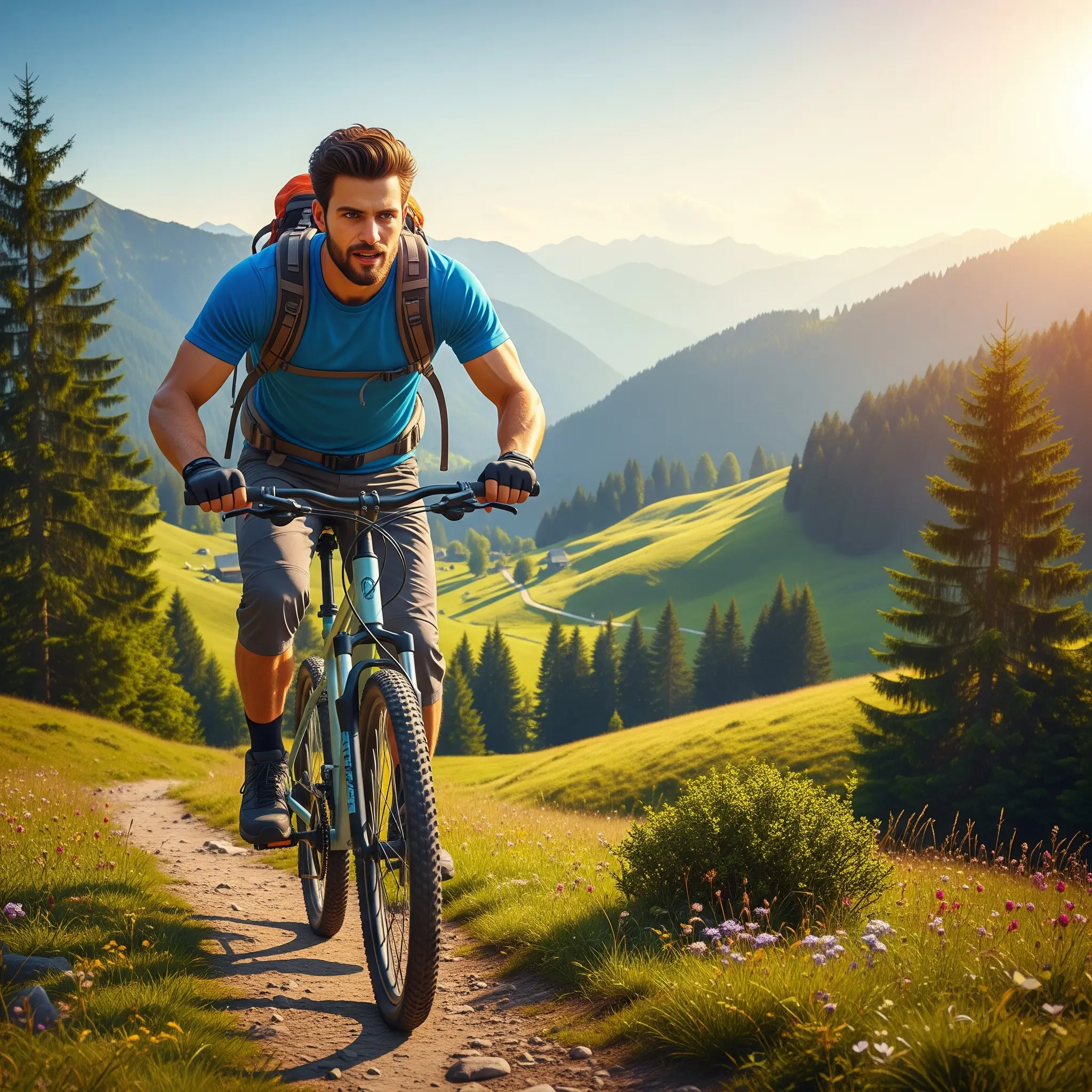 Solo-Fahrer genießt Trekkingradfahren mit Freude und Konzentration