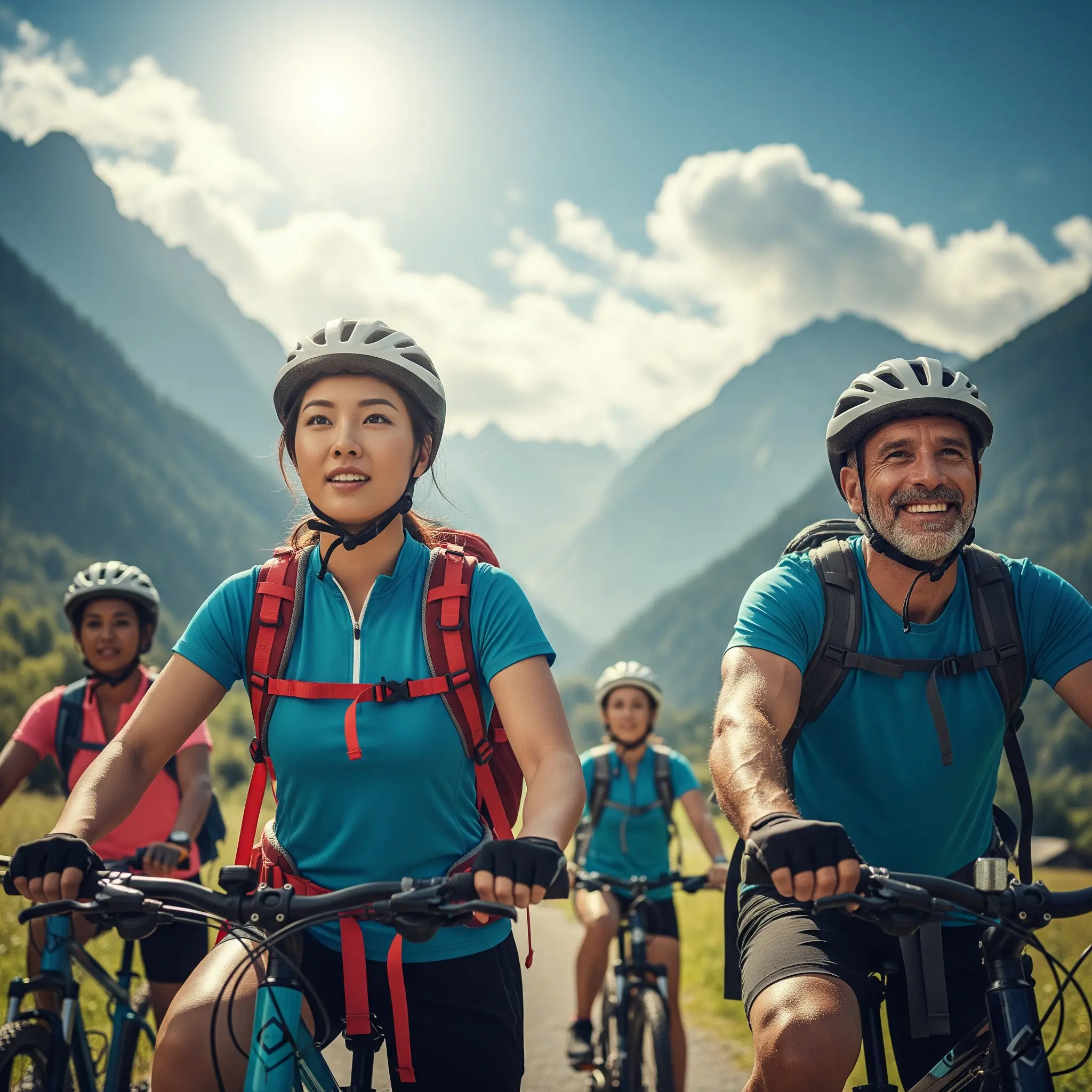 Menschen, die mit Freude und Entspannung landschaftlich reizvolle Trekkingradtouren genießen
