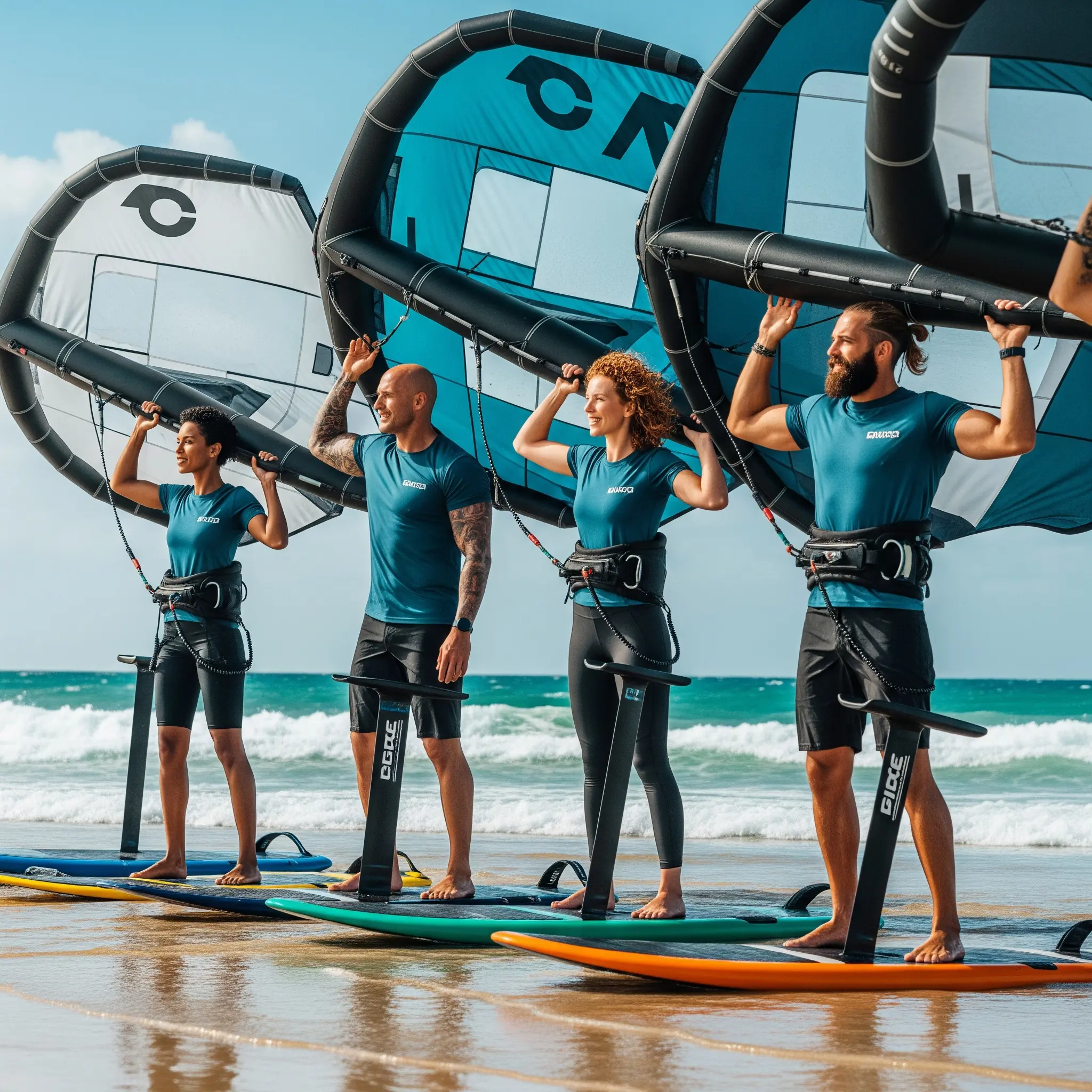 Das Firmenteam genießt das Flügelschlagen mit Teamwork und Konzentration