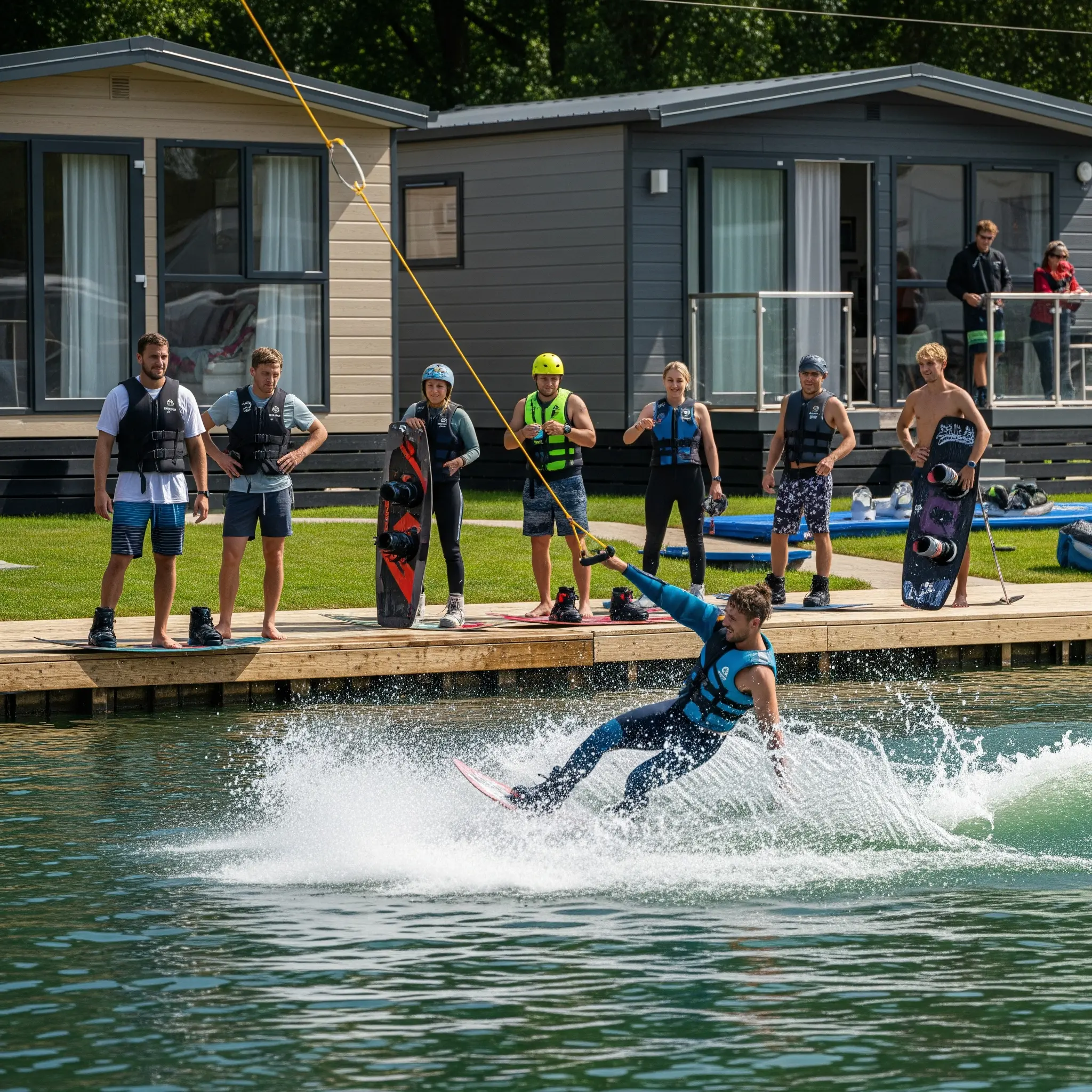 Wakeboarding camp with camaraderie and excitement