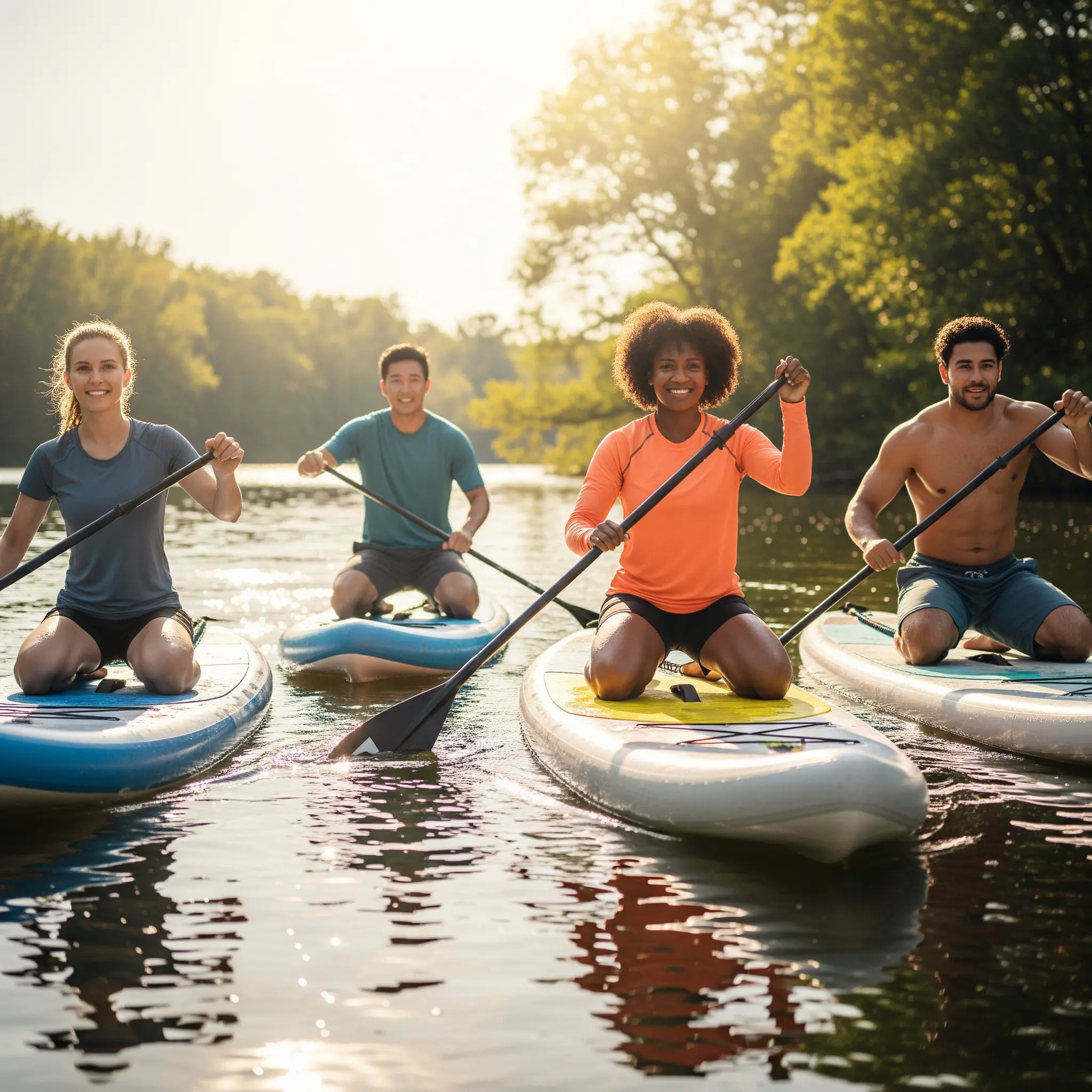Menschen, die SUP-Touren mit Entspannung und Neugier genießen
