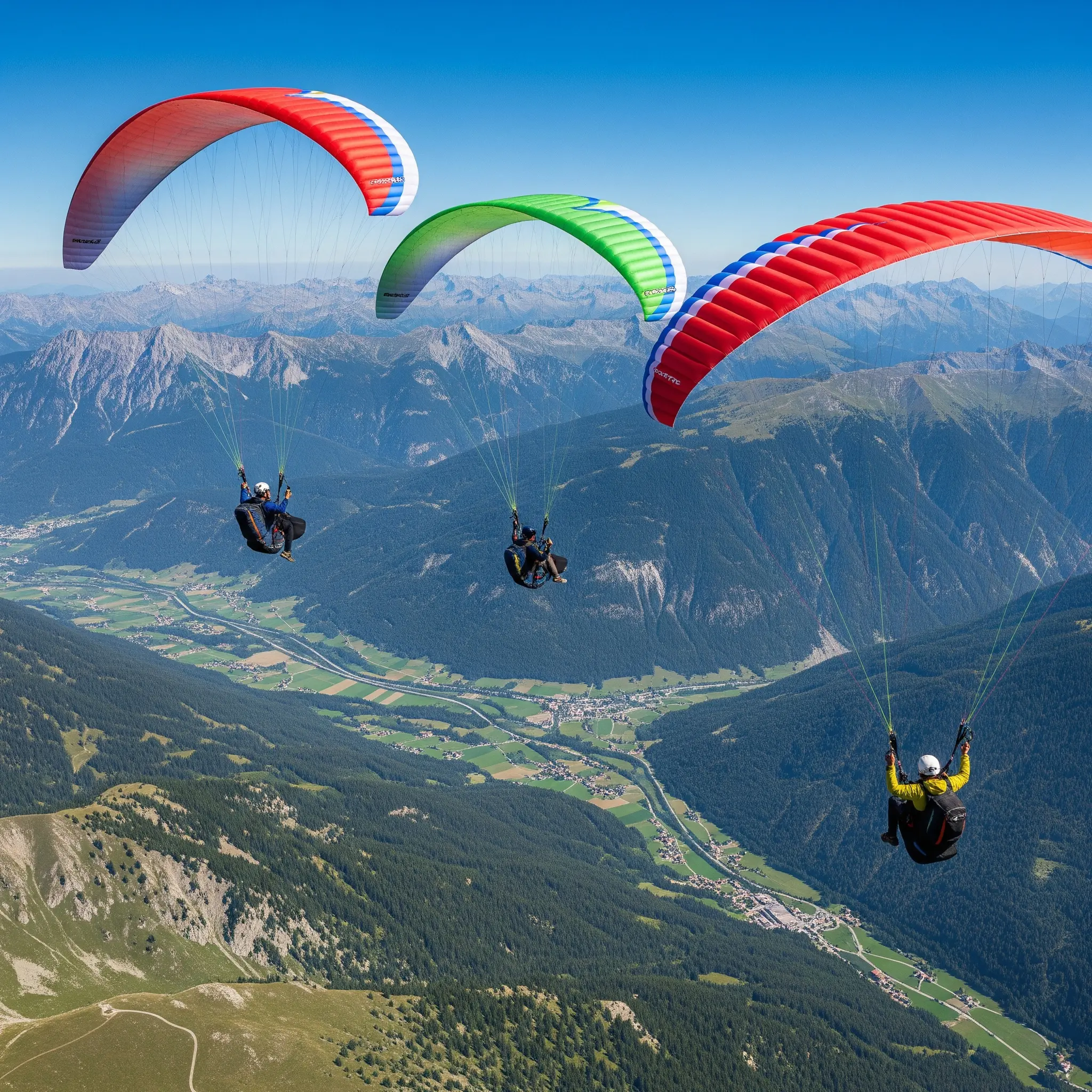 People enjoying cross-country paragliding with determination and joy