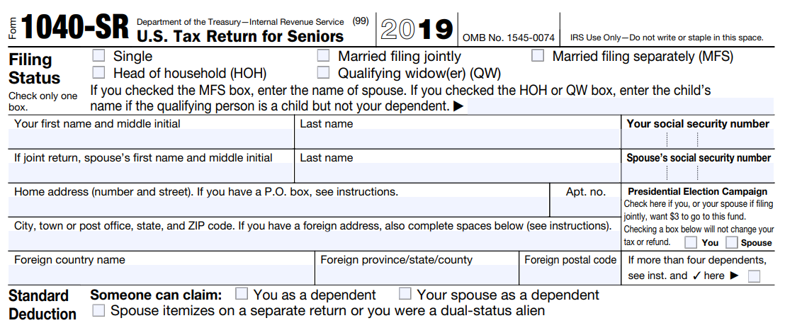 Irs New Form 1040 Sr Alternative Filing Option Available For Seniors Equities News