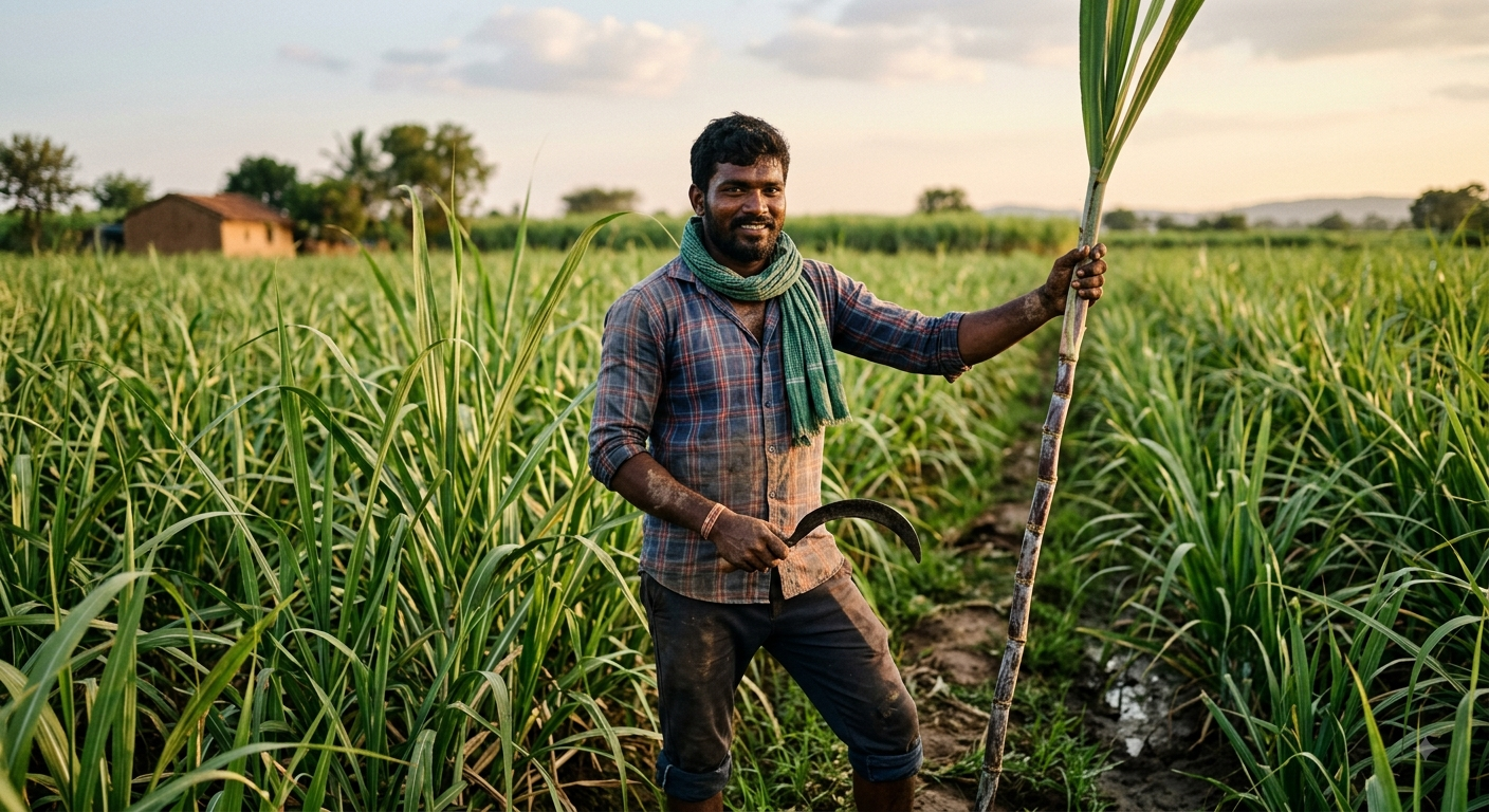 Indian Farmer smiling in field