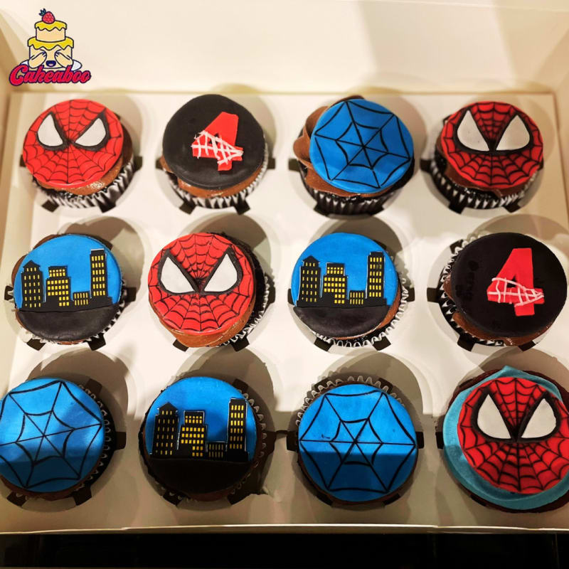 spiderman cupcakes - Custom cupcakes in Vancouver by Cakeaboo