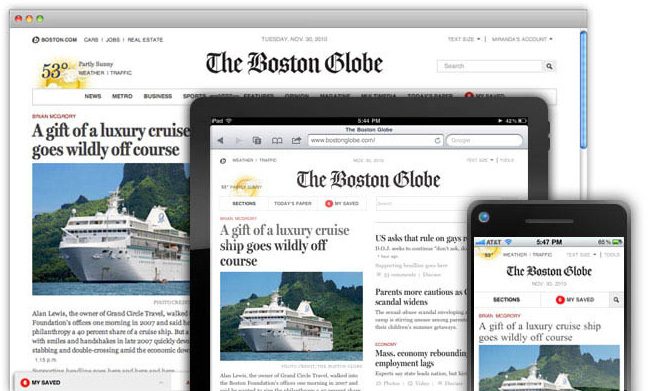 Boston Globe responsive website