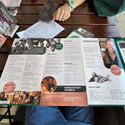 Shot of the restaurant menu